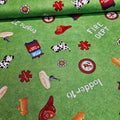 Wilmington Prints - Zip Zoom Fire Engines Dept Green 100% Cotton Fabric - Crafts and Quilts