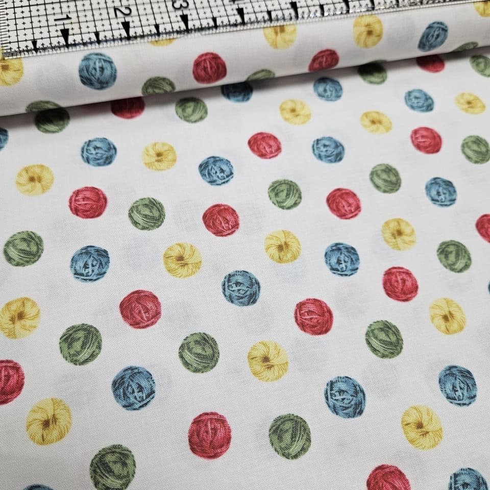 Windham Fabrics - Knit n Purl Knitting Yarn White 51608-2 100% Cotton Fabric