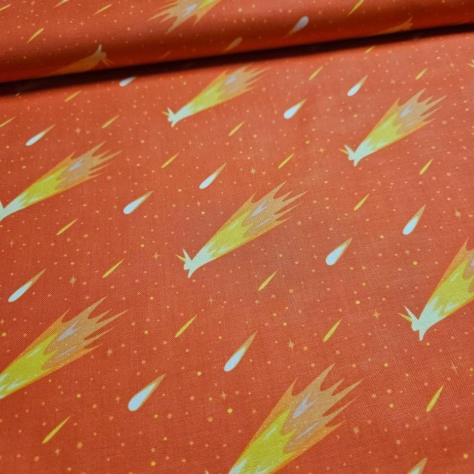 Windham Fabrics - Luna Sol Comets Orange 41880-3 100% Cotton Fabric