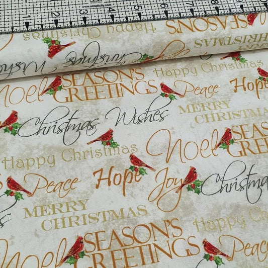 Windham Fabrics - Noel Christmas Greetings Cream 4235M 100% Cotton Fabric