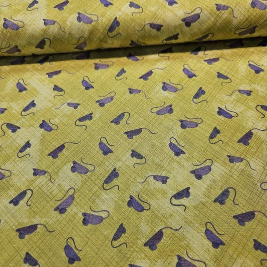 Windham Fabrics - Smarty Cats Mice Green 42839-5 100% Cotton Fabric