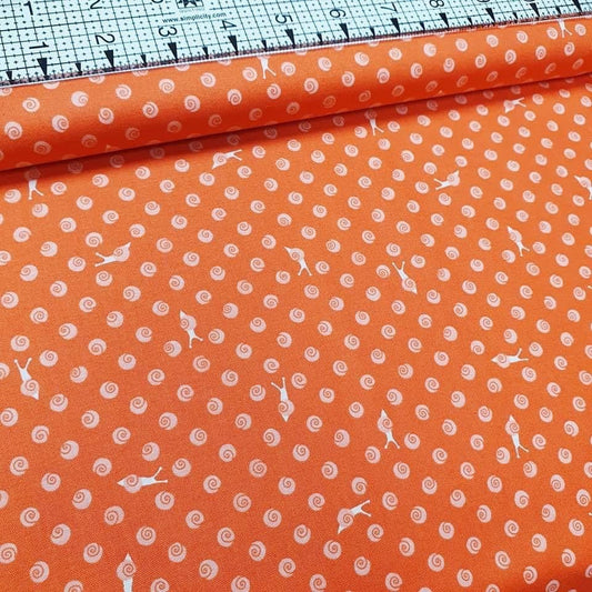 Windham Fabrics - Sweet Oak by Striped Pear Studio Snails Orange 100% Cotton Fabric