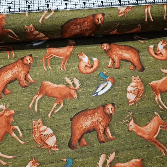 Windham Fabrics - Wild Wood Animals Green 41120-X 100% Cotton Fabric
