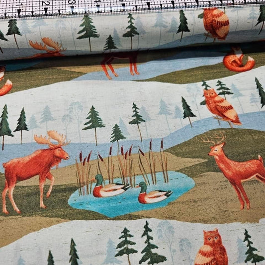 Windham Fabrics - Wild Wood Animals Green 41121-X 100% Cotton Fabric