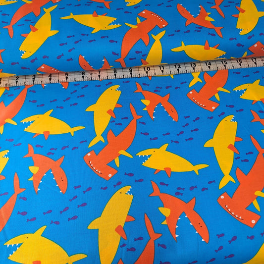 Yard Sale - Free Spirit - Sharks 100% Cotton Fabric