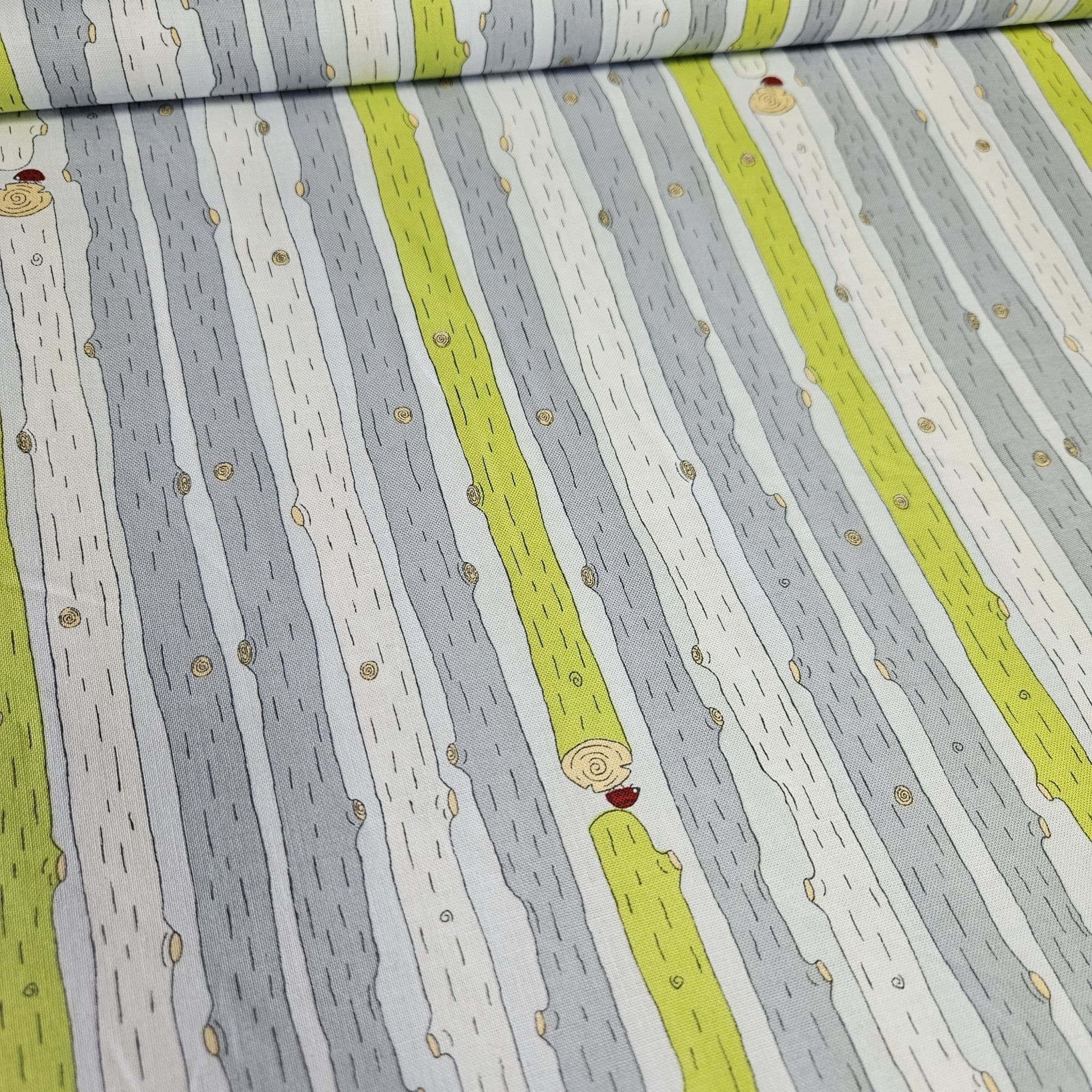 Stof -Little Ollie Branches Grey 100% Cotton Fabric