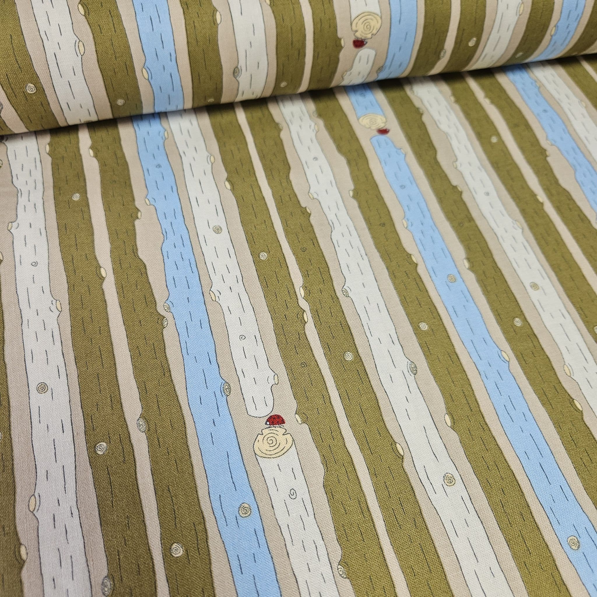 Stof -Little Ollie Branches Olive 100% Cotton Fabric