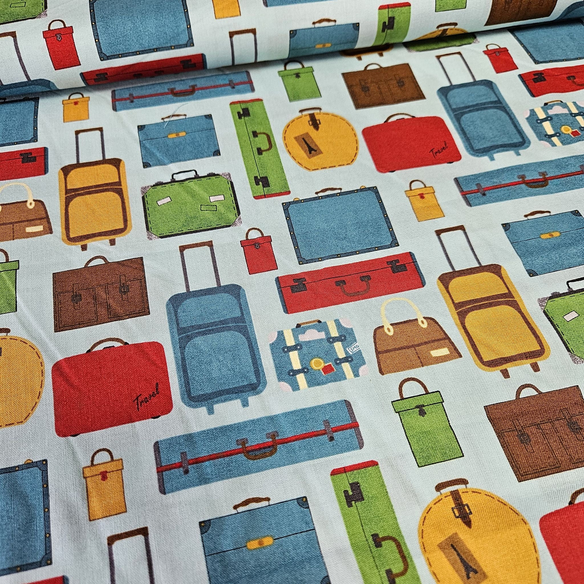 Stof - Slow Travel Cases Blue 100% Cotton Fabric
